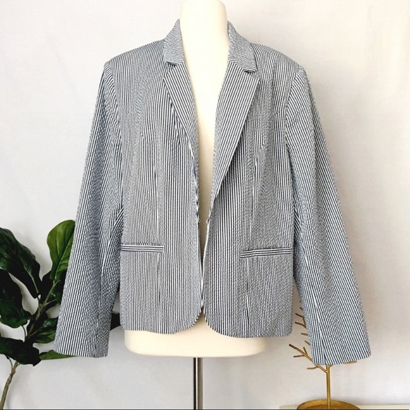 LANE BRYANT | Navy White Stripe Nautical Blazer 22 - Picture 6 of 6